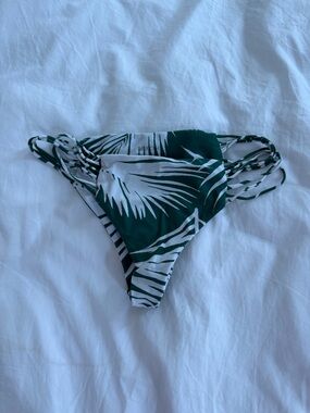Mikoh Green and White Tropical Print Bikini Bottom